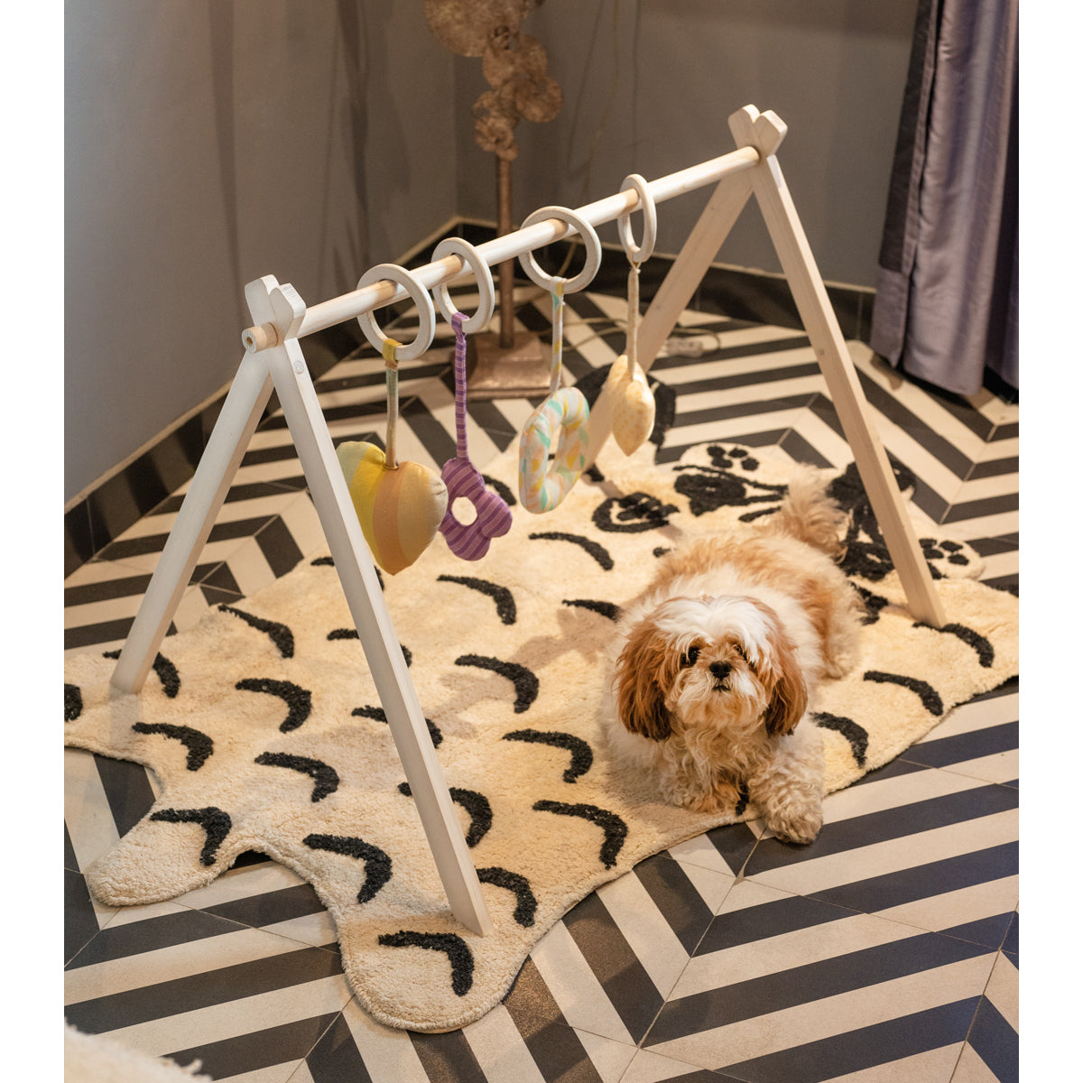 Baby play gym set with plush toys and activity mat for infants