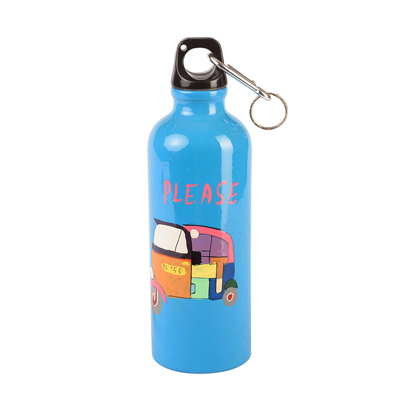Hand Painted water bottles Kids Blue Steel Water Bottle