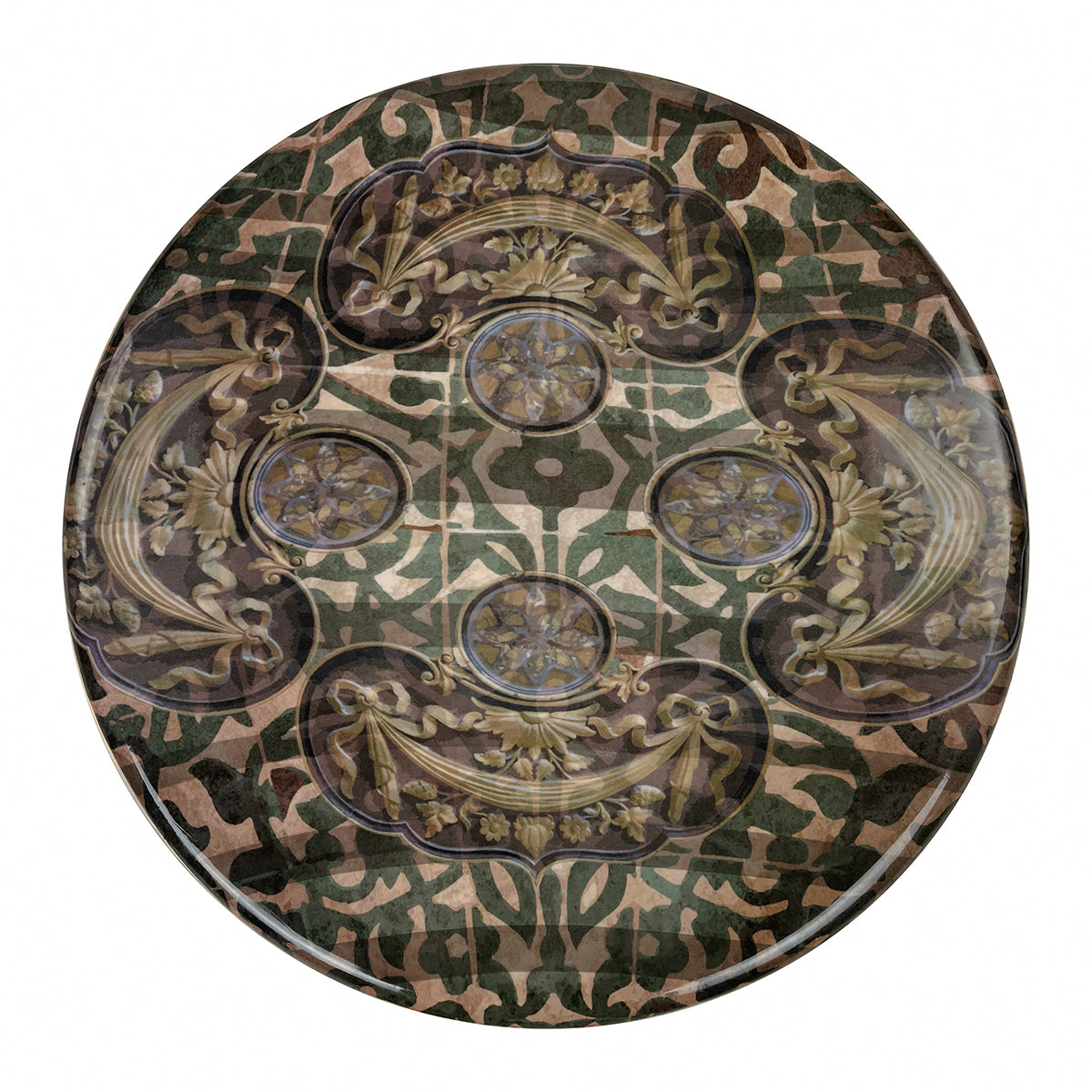 Top View Handcrafted Antique Motif Lazy Susan Turntable