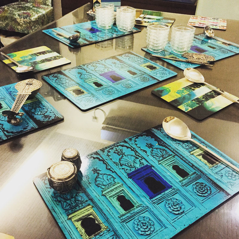 Jharoka Blue Heat proof & Waterproof Table Mats