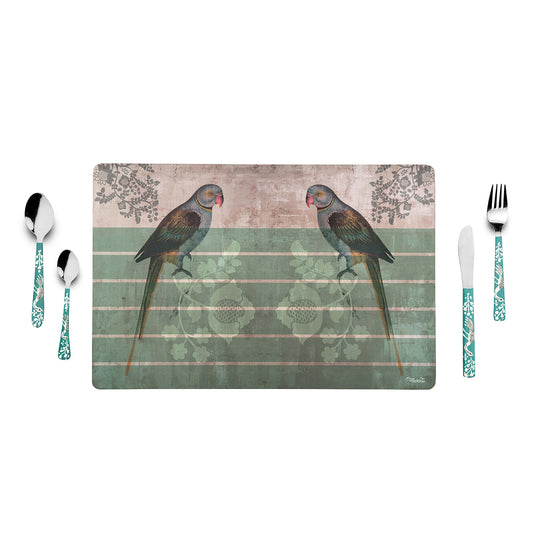 Parrot Green Wooden or Vegan Leather Table Mats - Artychoke