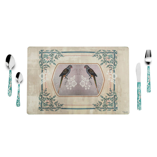 Wood or Vegan Leather Parrot Boota Table Mats - Artychoke