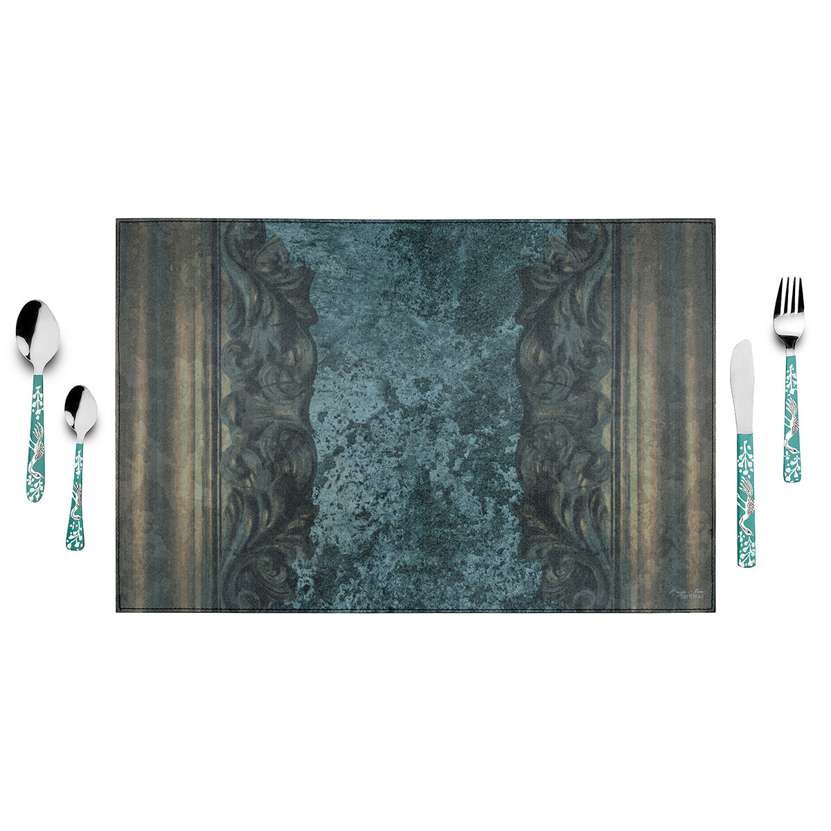 Carved Cement Table Mats Vegan Leather