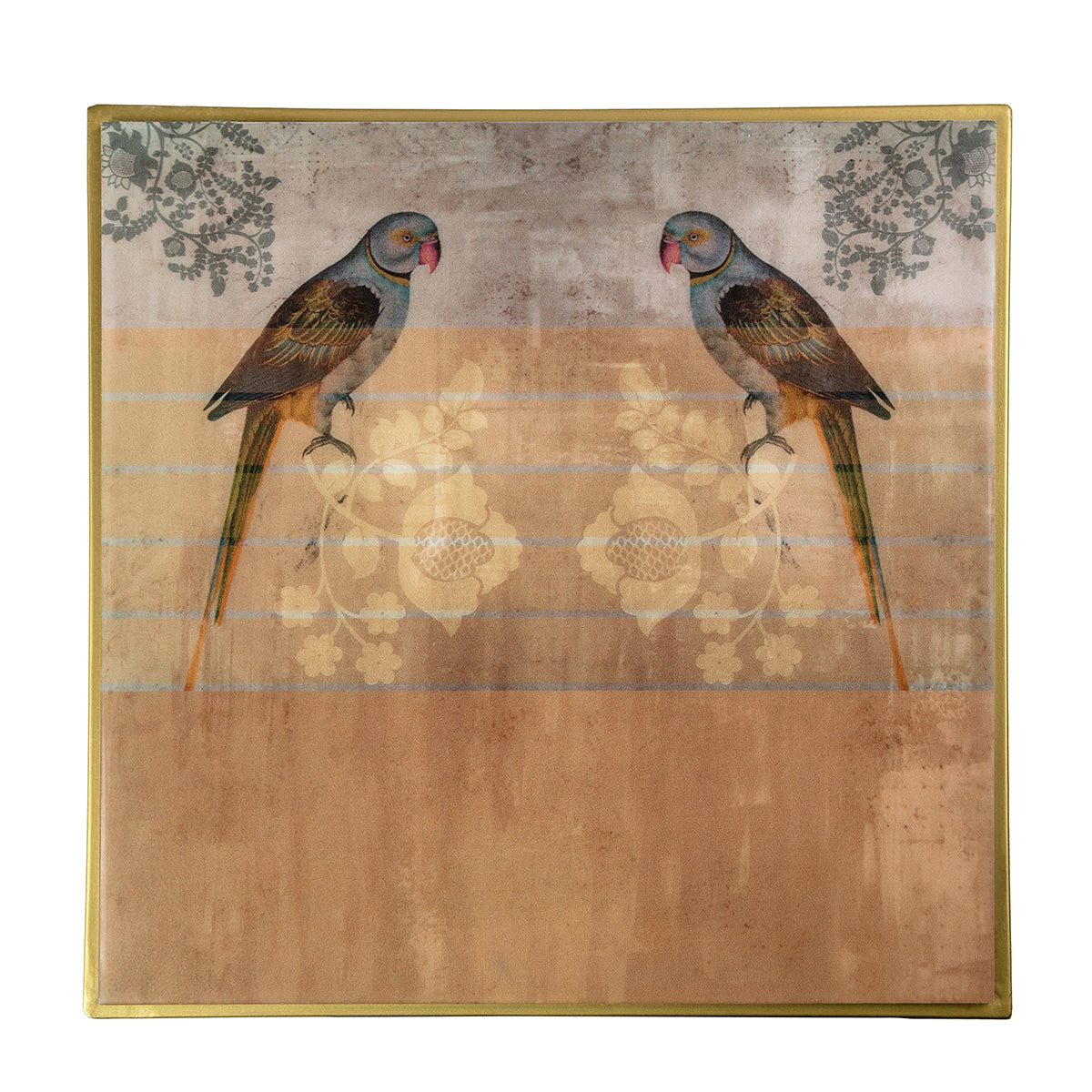 Top View Parrot Metal Jaali Nesting Tables (Set of 3)