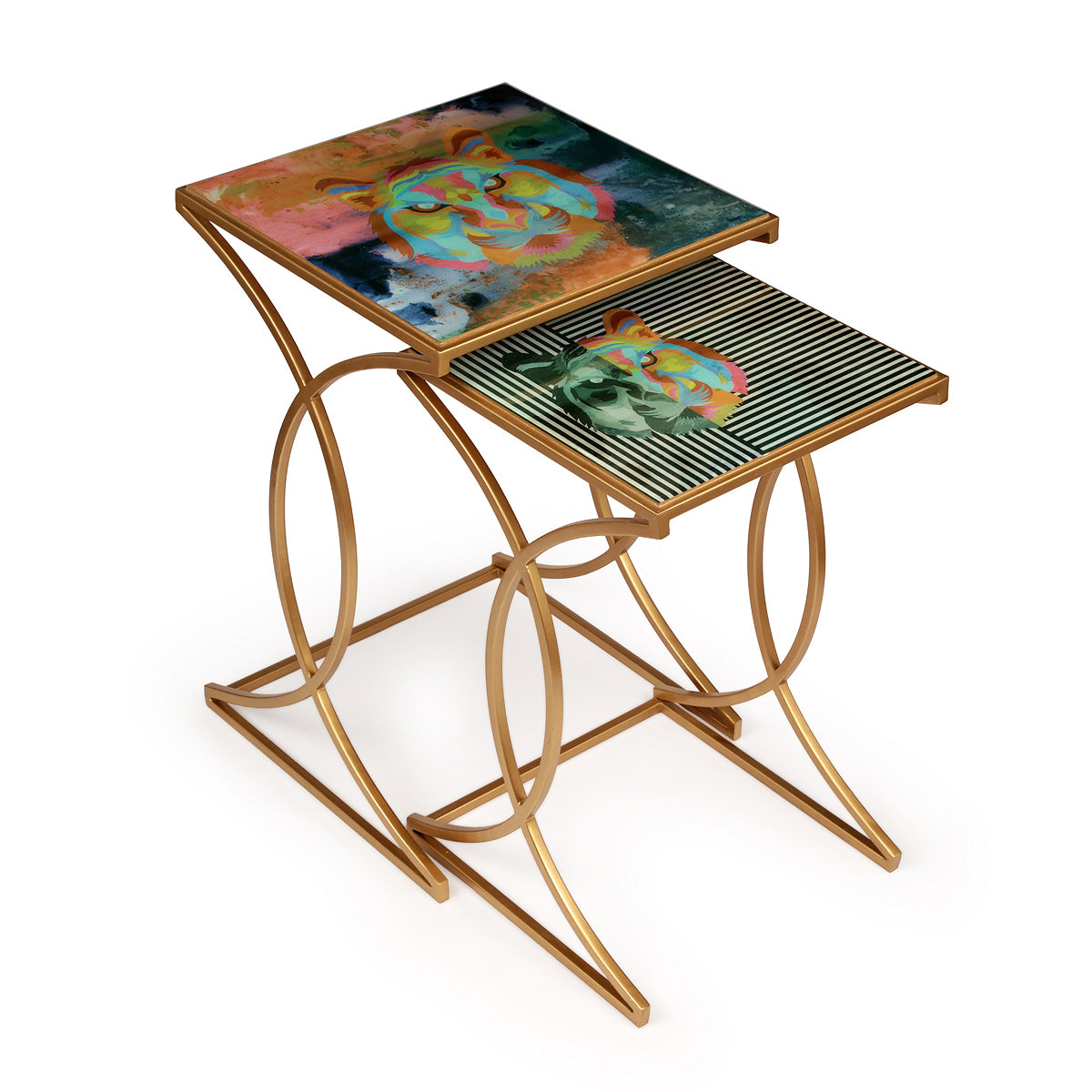 Neon offset shades Untamed Tiger Nesting Table Set