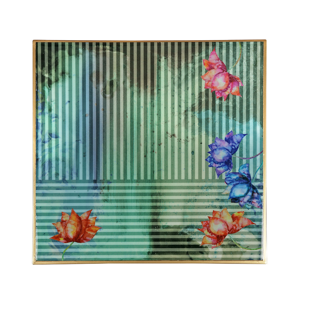 Top View Neon offset against the gold Wild Lotus Stacking Table