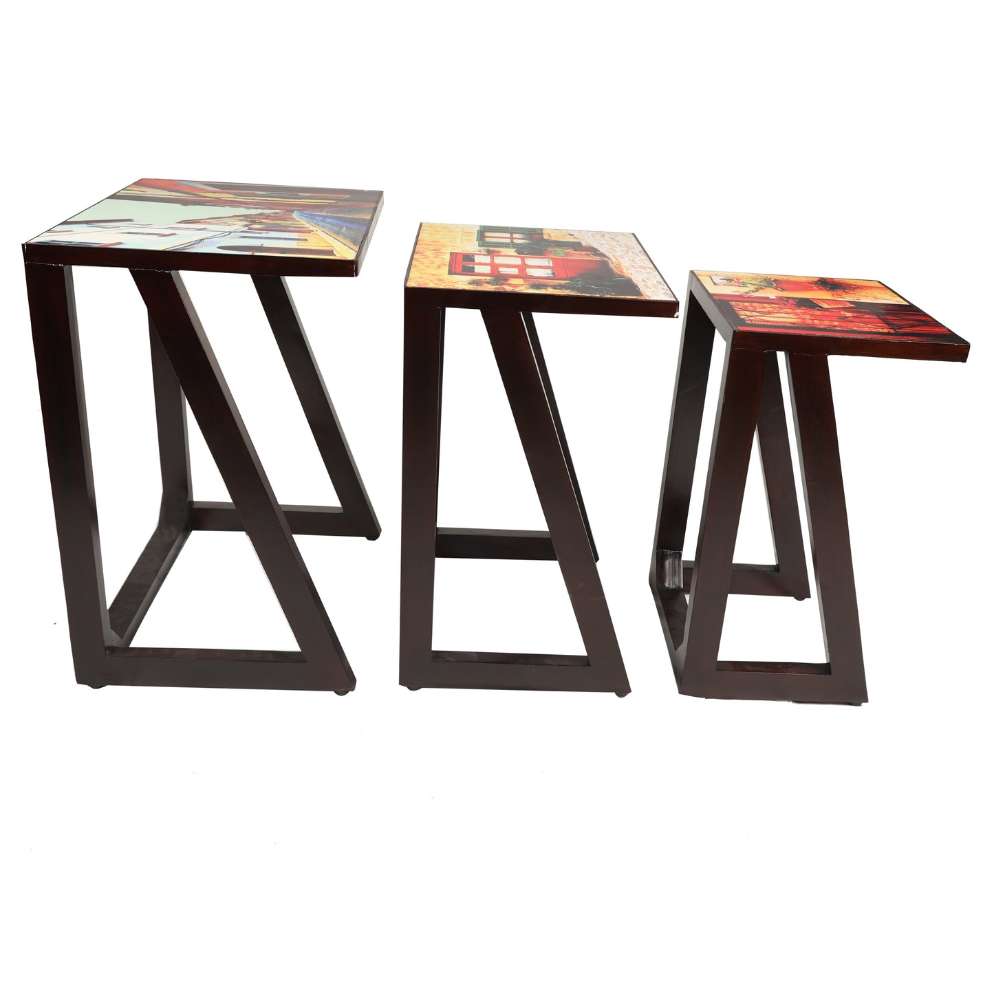 Premium wooden Cafe Moderno stack Wooden tables (Set of 3)