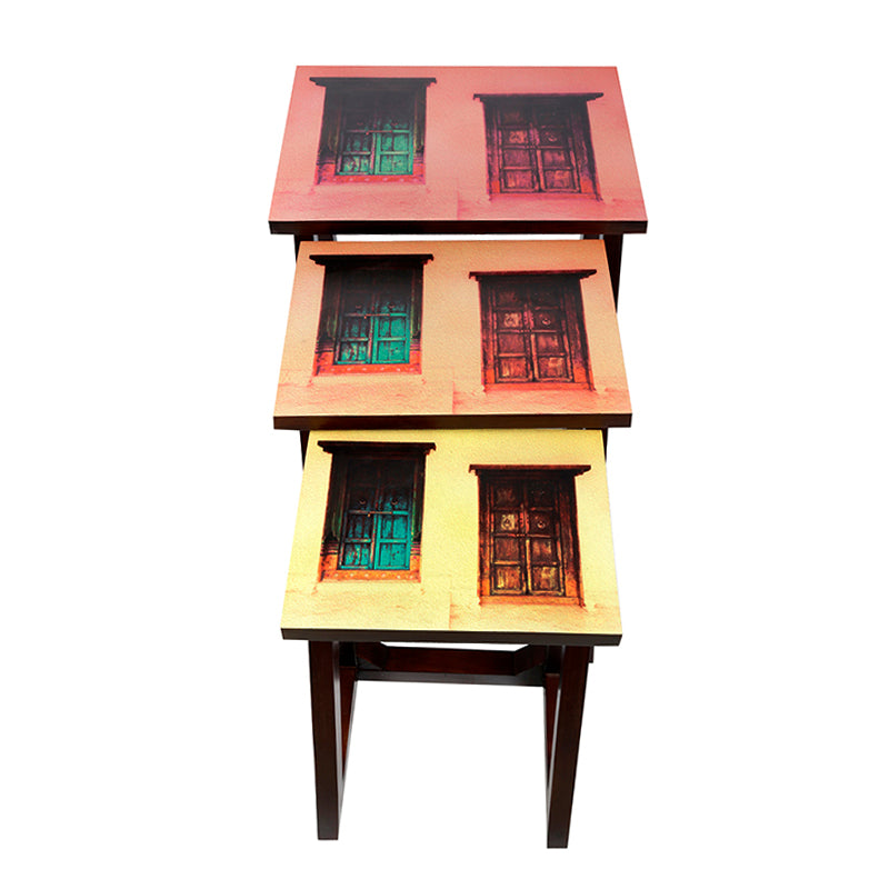 Premium wooden darwaza set of three stack Tables