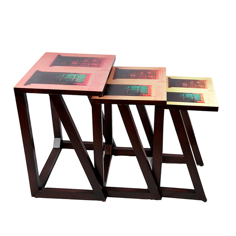 Darwaza nesting wooden Tables (Set of 3) For living room - Artychoke