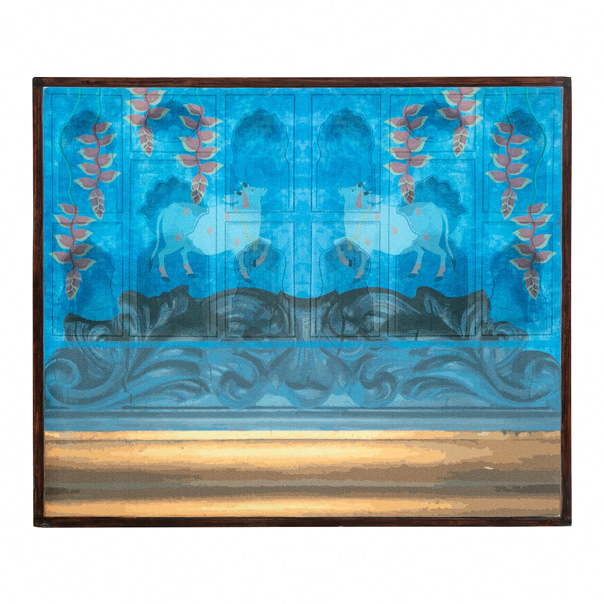 Artistic arrangement of Pichwai Nesting Tables (Set Of 3)