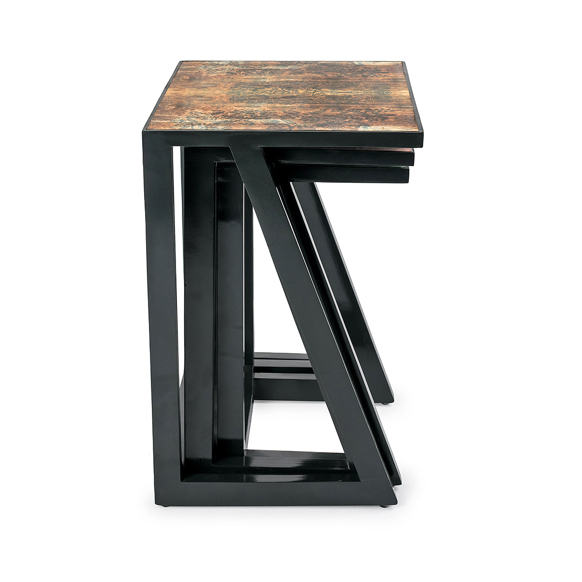 Modern design of Tree Of Life Nesting Tables (Set Of 3) with wooden tops