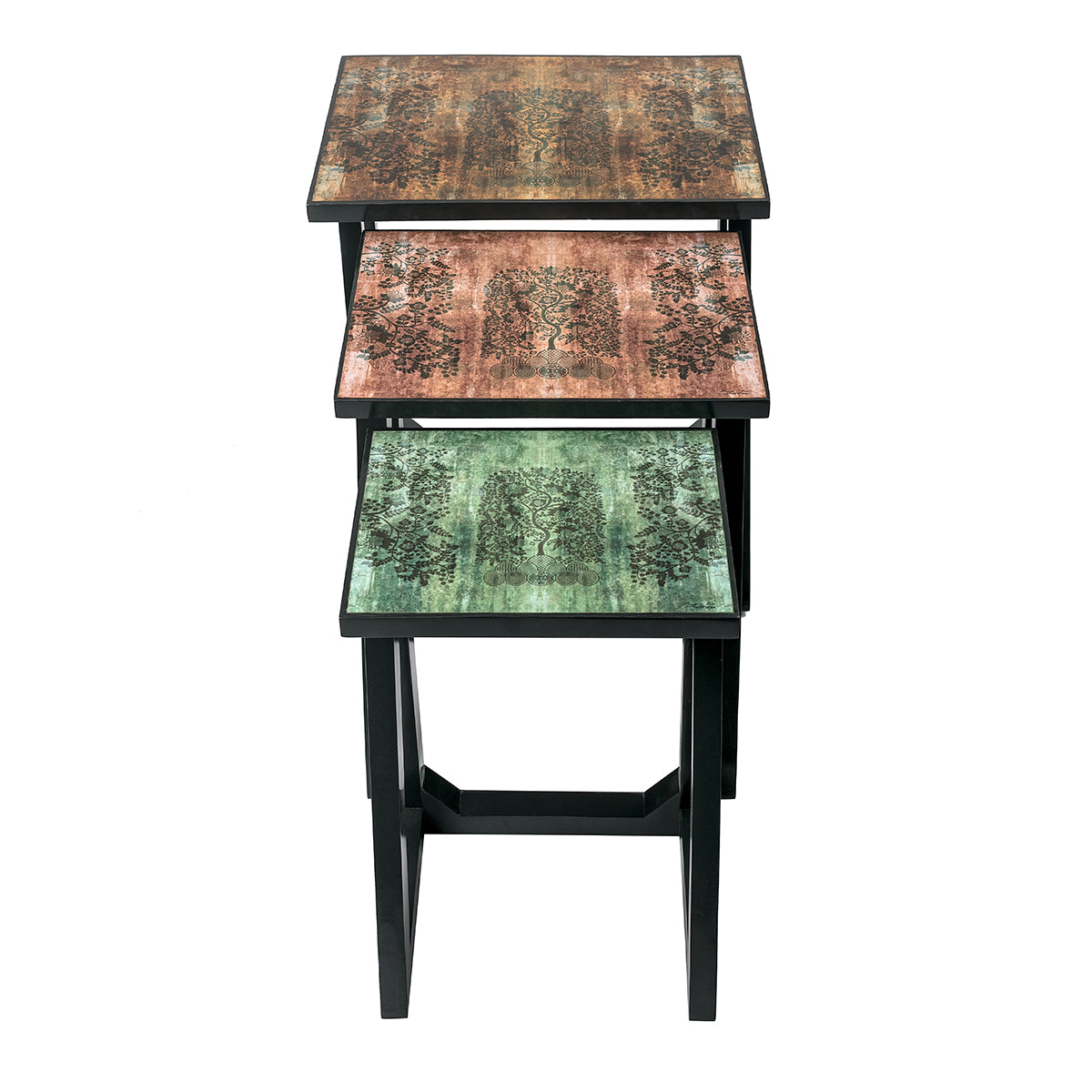 Tree Of Life Nesting Wooden Tables (Set Of 3) For luxurious homes