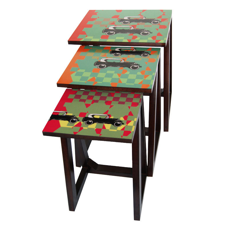 Vintage Car Nesting Wooden Tables (Set Of 3) - Artychoke