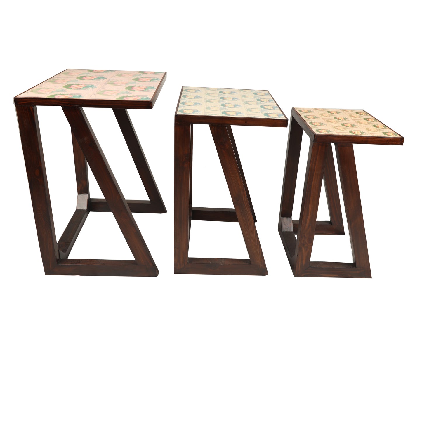 Premium wood Vintage Floral stack Wooden tables
