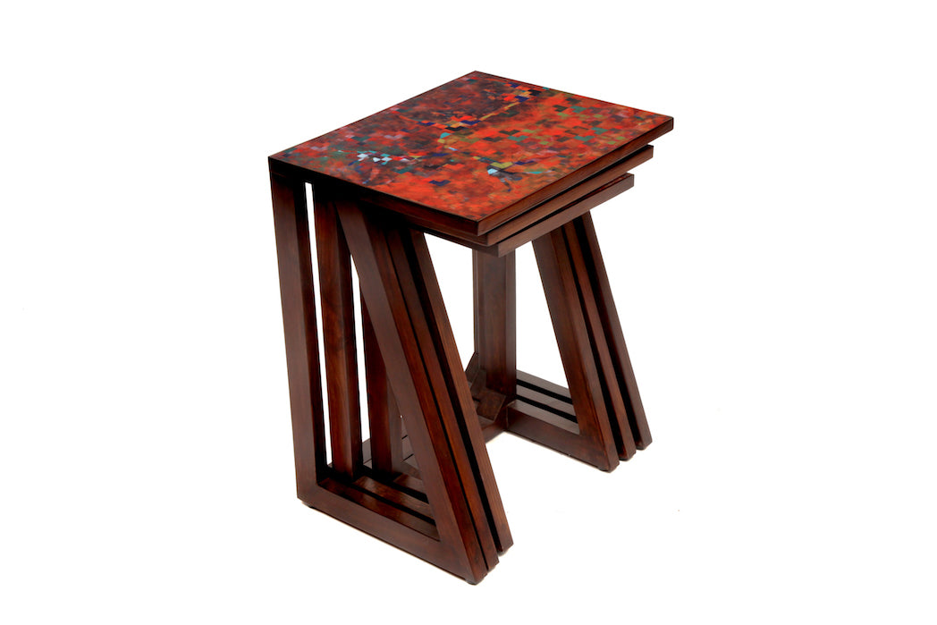 premium wooden Wandering set of three Stack tables