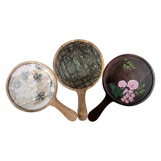 Wood Round Platter Set Of 3