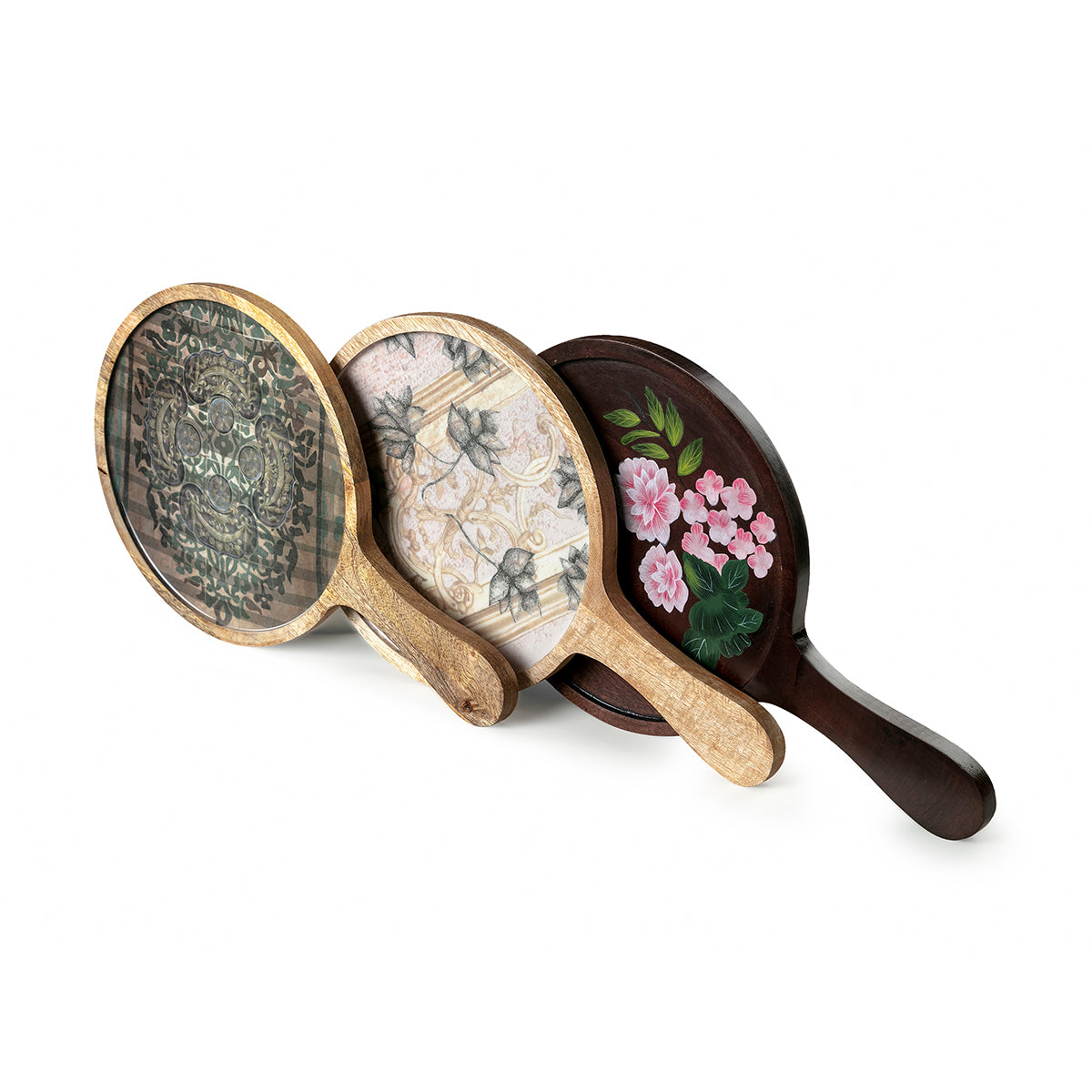 Mango & organic appeal to your table top wood round platters set