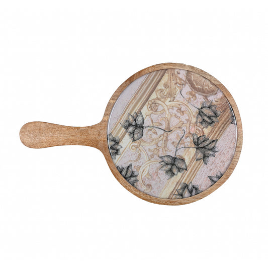 Antique Lotus Round Wooden Platter - Artychoke