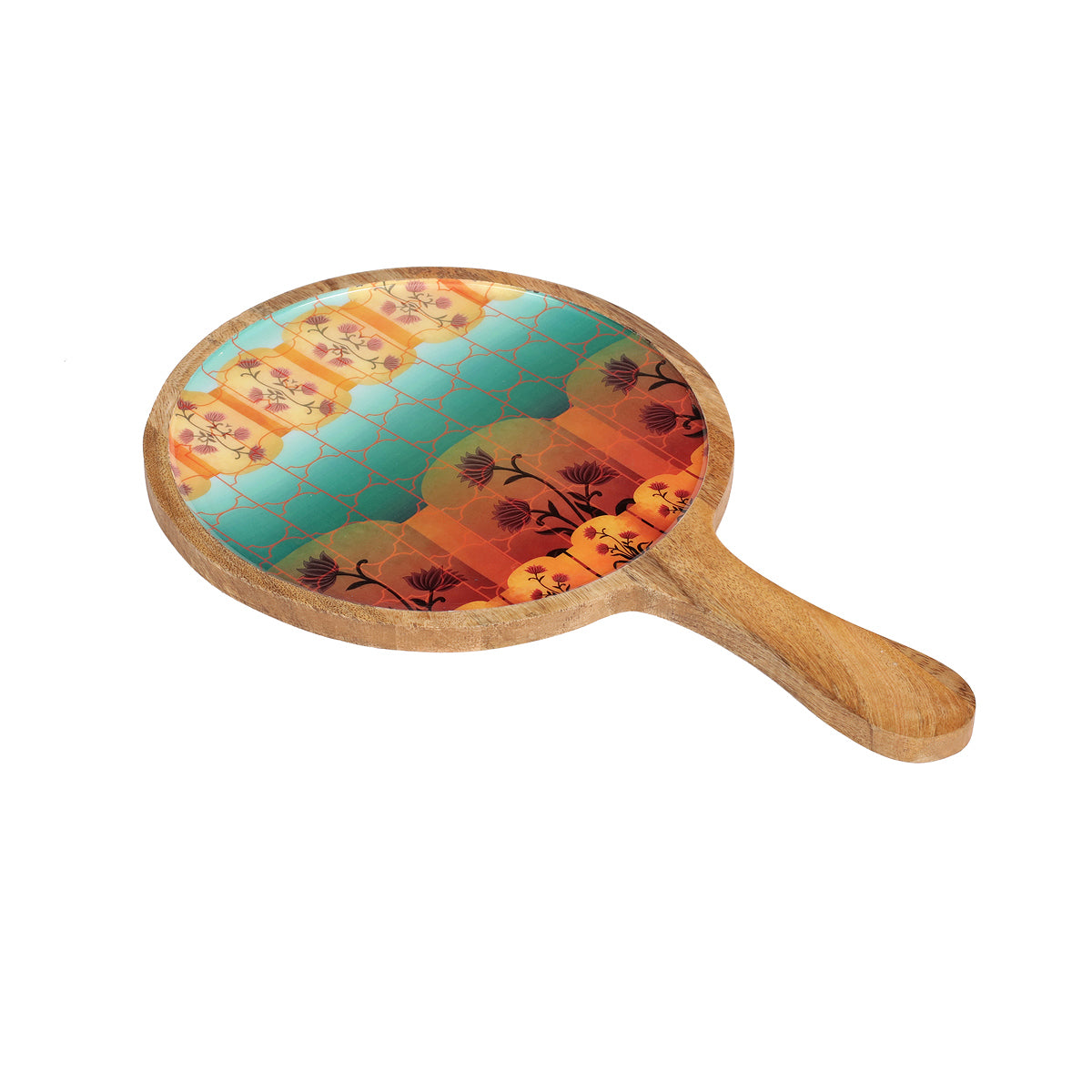 Plum Blossom Round Wooden Platter - Artychoke