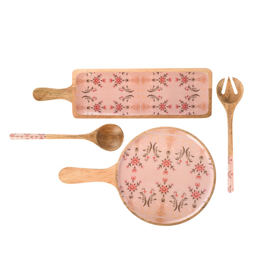 Rose Quartz Platters & Salad Spoons Set - Artychoke