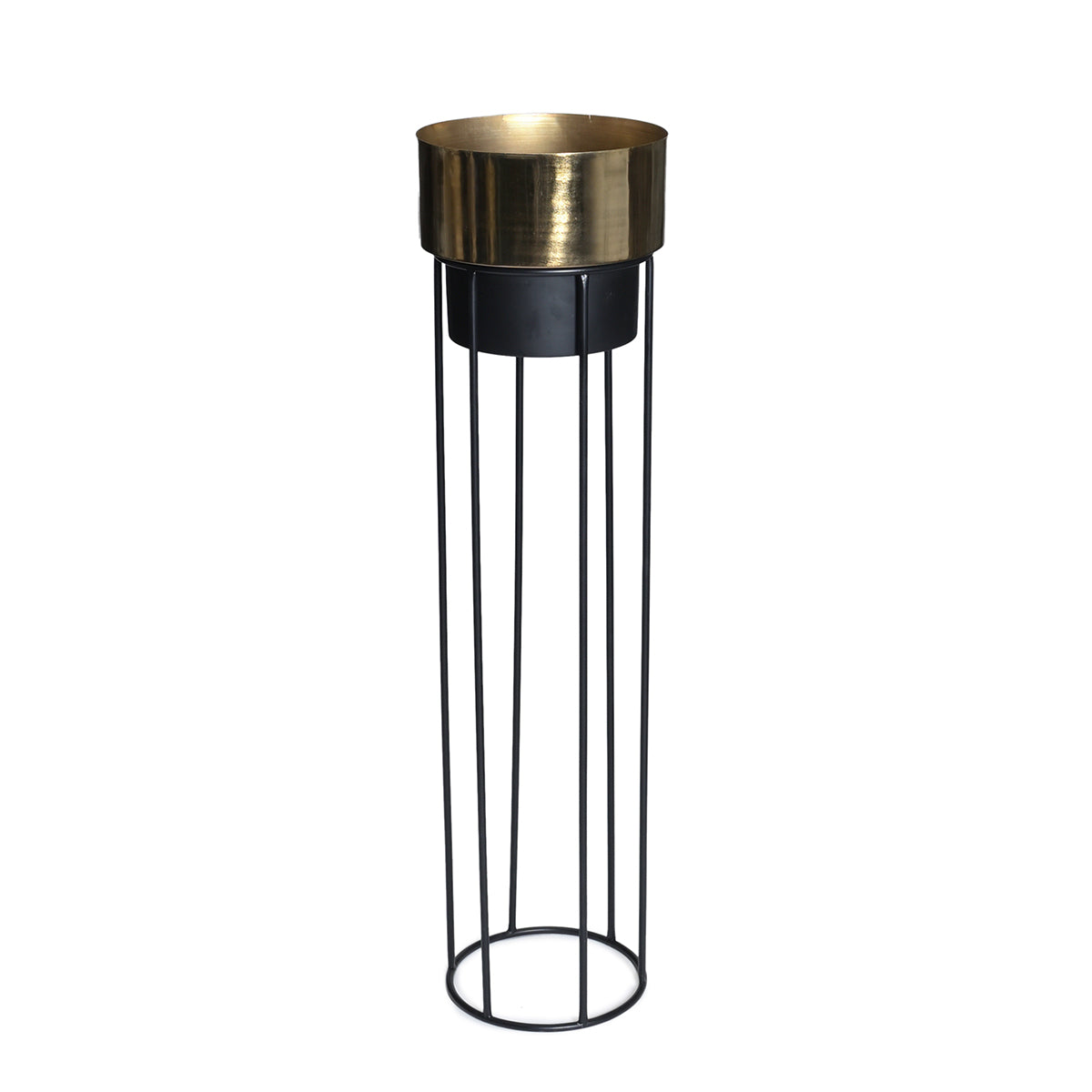 Metal Tall Planter of gold and black tones