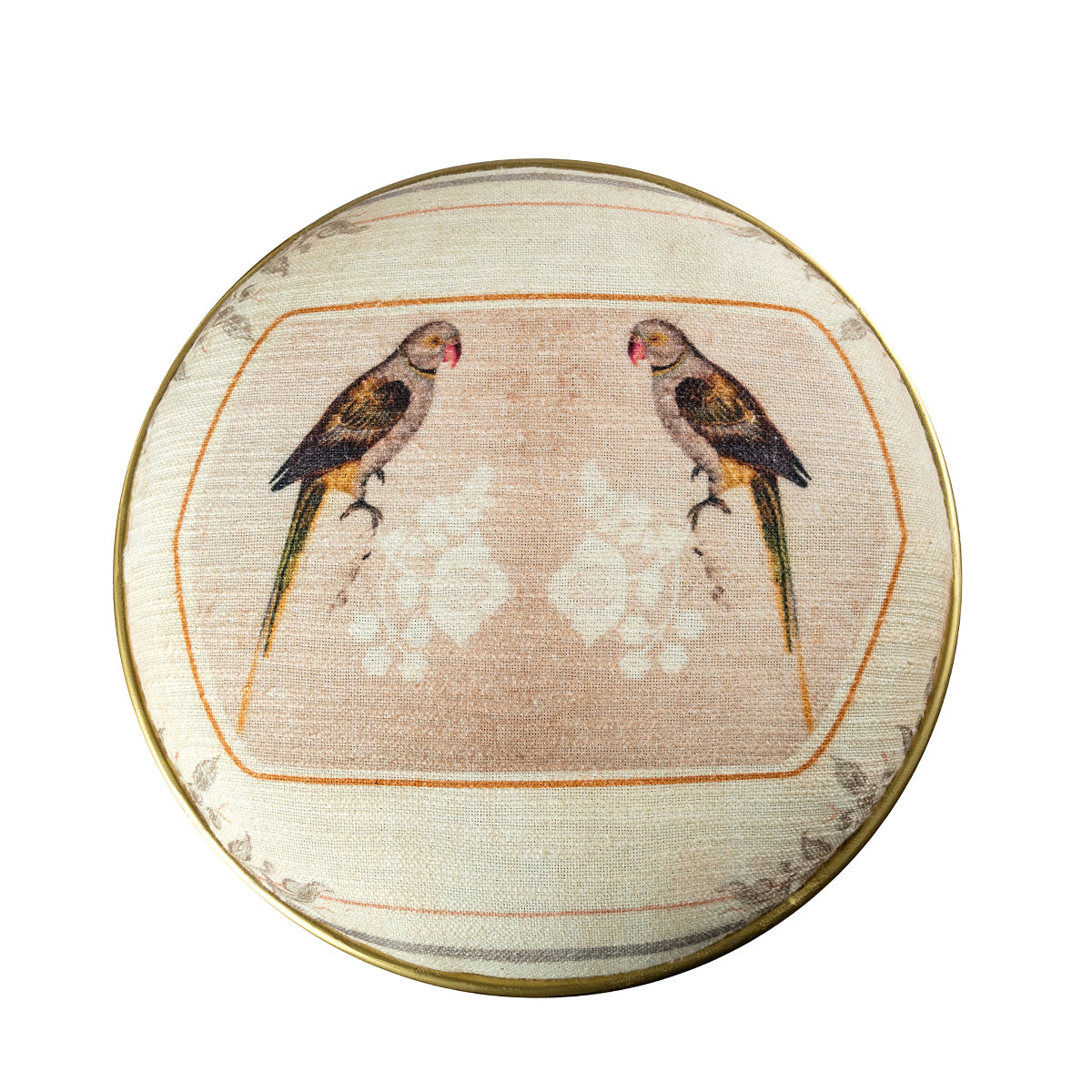 Top View Parrot Boota Cushion seat made with Woven cotton Cross Knot Stool