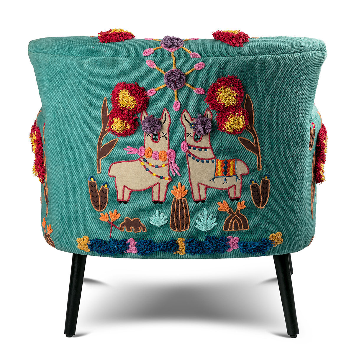 Back Side View Interesting applique hand work Applique Llama Chair