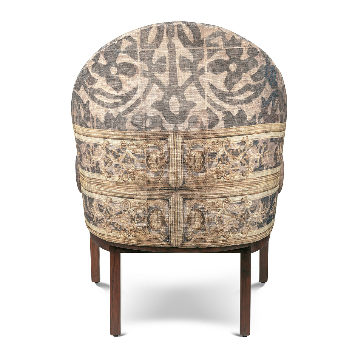 Back View Oval motifs on Woven Cotton Chair Vibrant Green