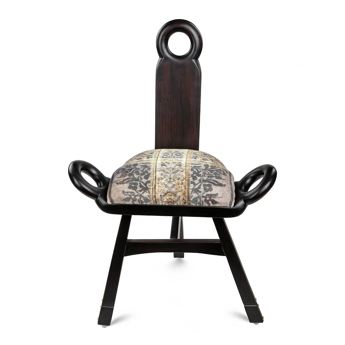 Antique Inspired Teak wood & soft velvet Saddleback Chair