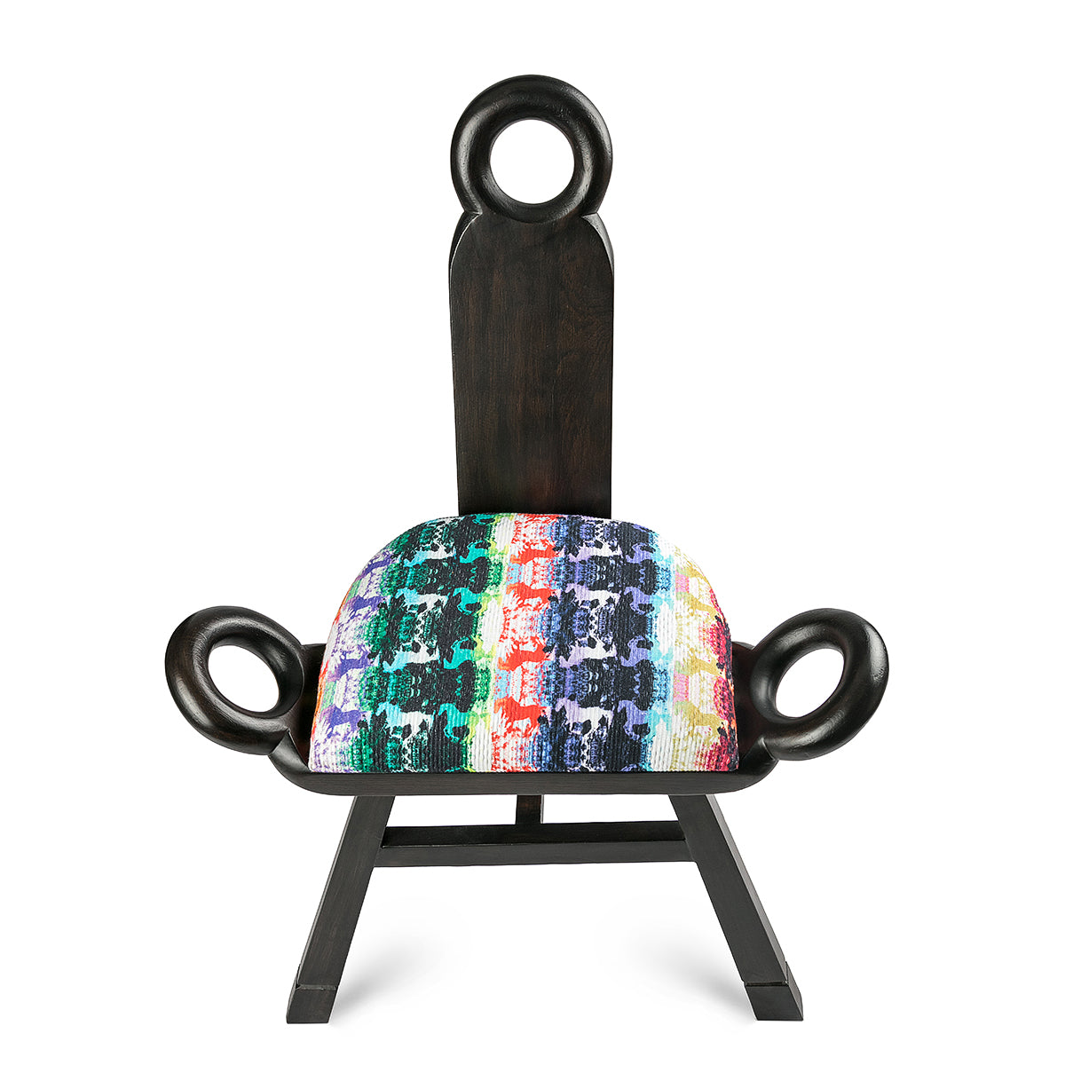 Woven Cotton & Teak Wood Frame Horse Saddleback Chair