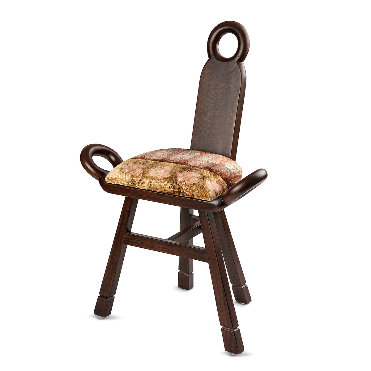 Mughal Motif Wine Lotus Saddleback Chair