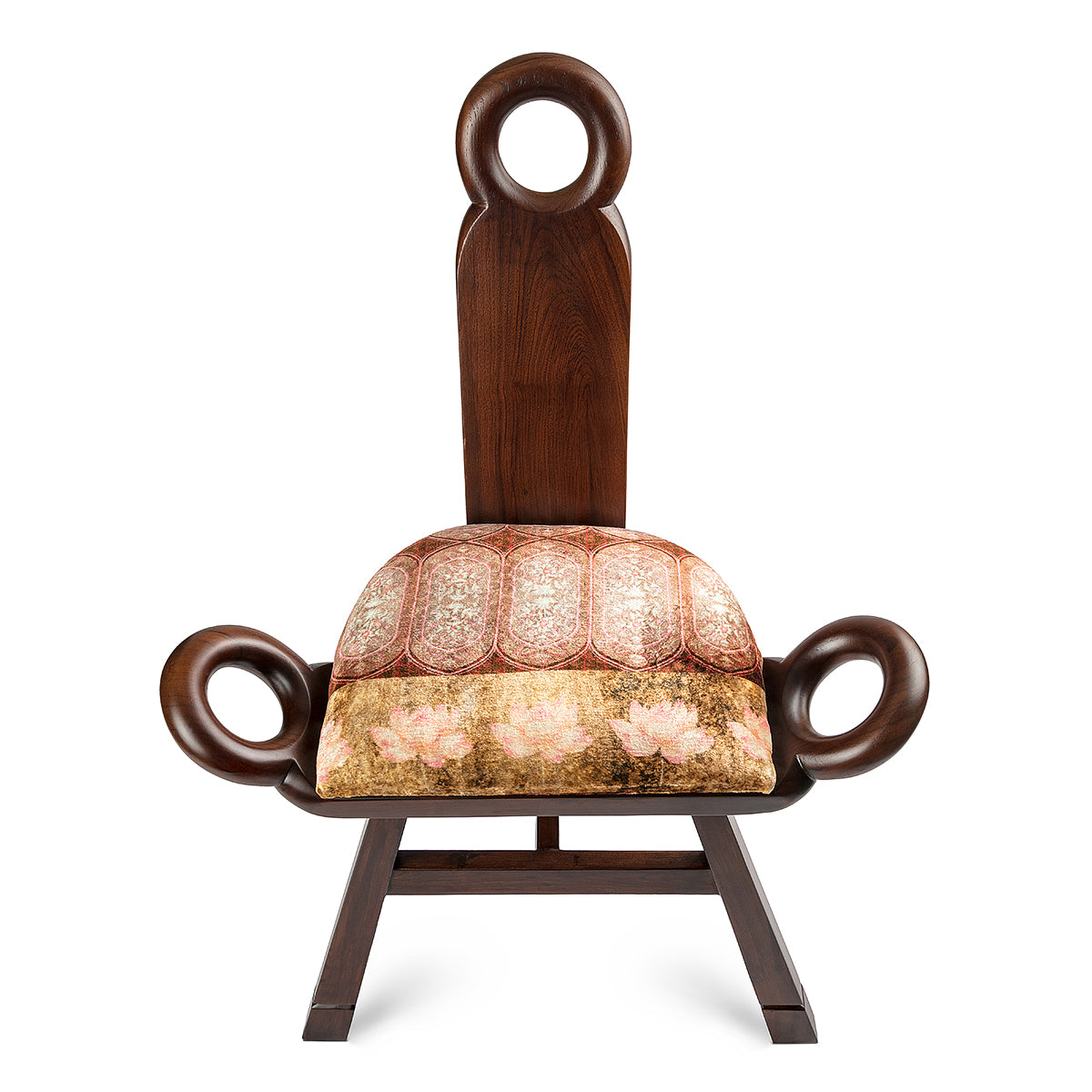 Wine Lotus, with a Touch of Mughal Motif Detailing Saddleback Chair