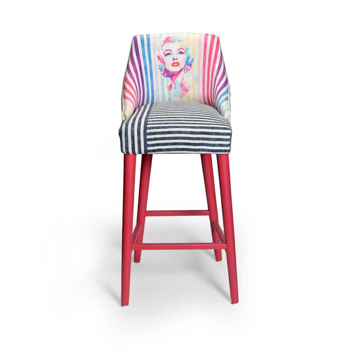 The Monroe Barchair Curved Back Seat in Colorful stripes featuring