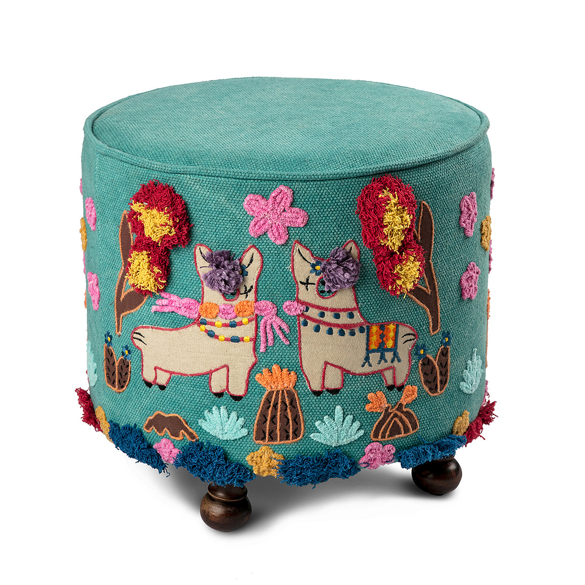The Applique Llama Stool