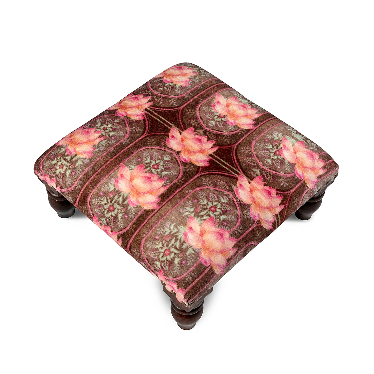 Browns, Mustard & Wine Color Tones Lotus Footstool