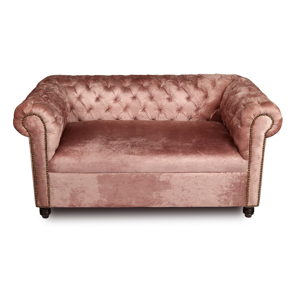 Chesterfield Pink Velvet Loveseat for relaxed luxurious interiors