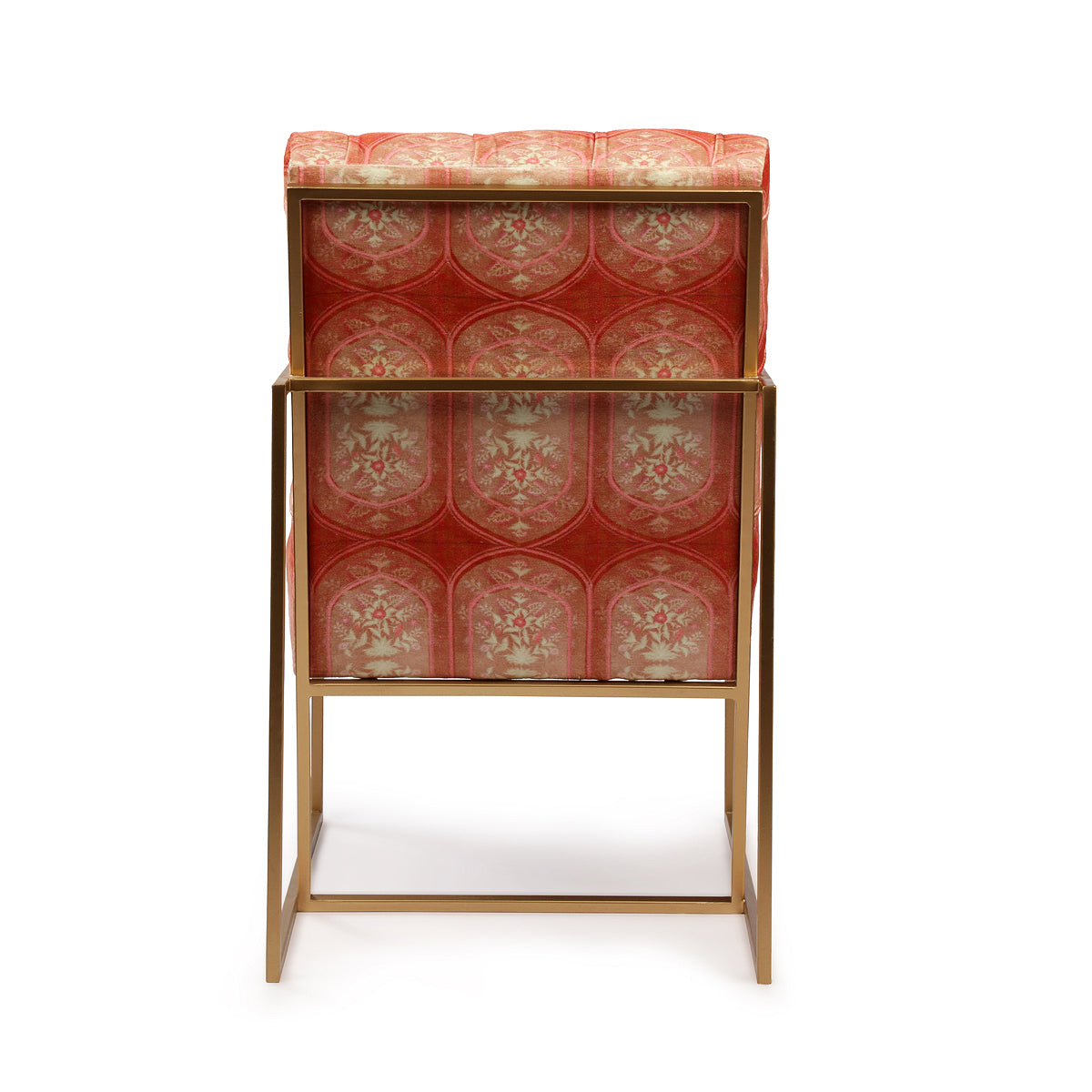 Back View Mughal Motif Metal Accent Chair