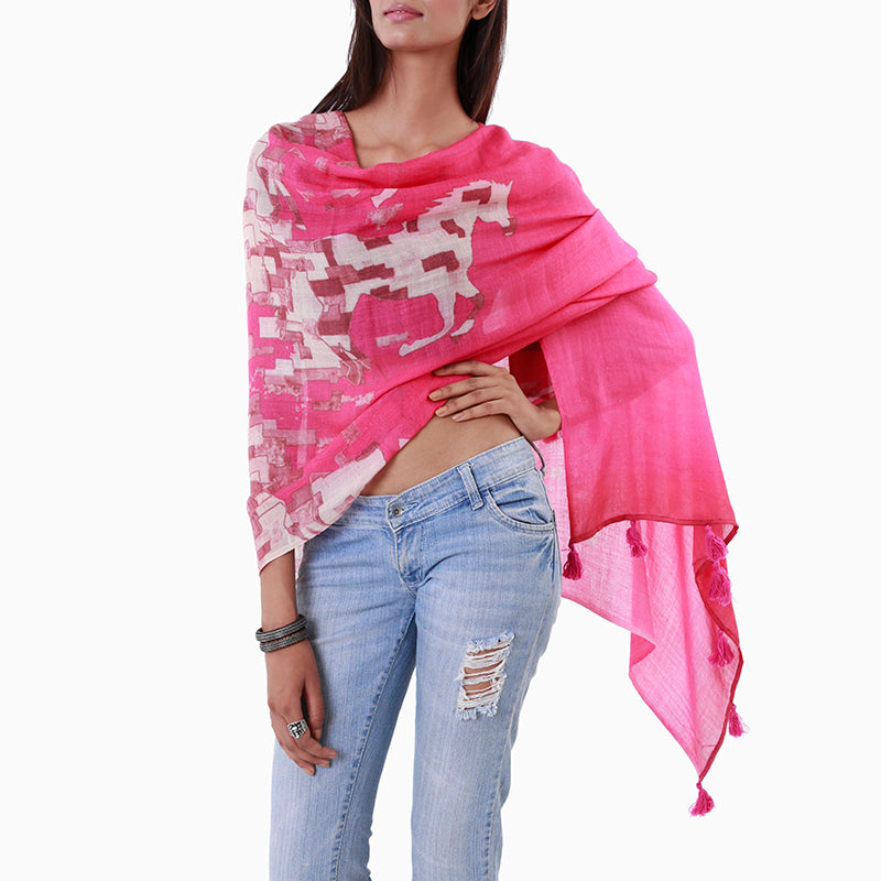 Horse Quad Pink Stole - Artychoke