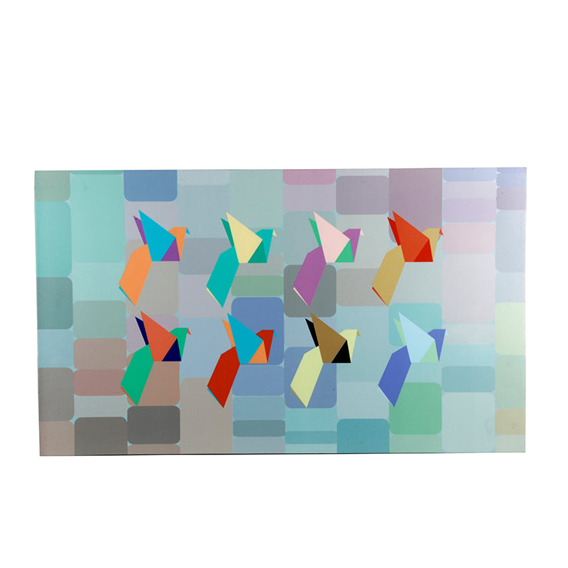 Paper Birds Beautiful Artwork Displayed on top Folding Bed Table