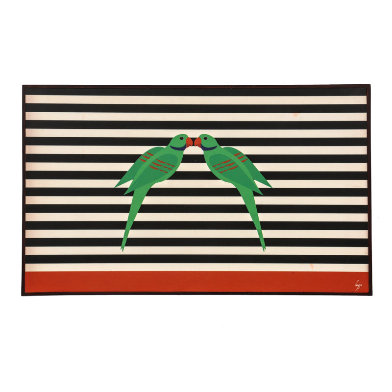 Beautiful Original Artwork displayed on top Parrot Folding Bed Table