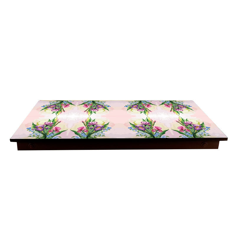 Beautiful artwork displayed on top Pink Watercolor Folding Bed Table