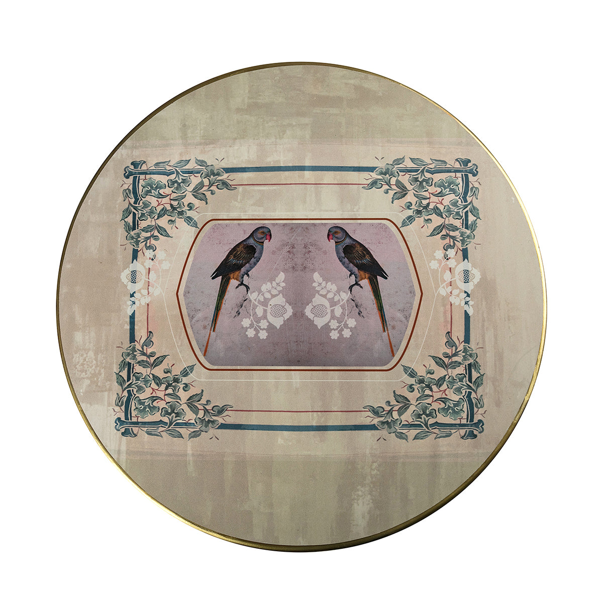 Top View Parrot Boota Cross Knot Metal and Wooden Table