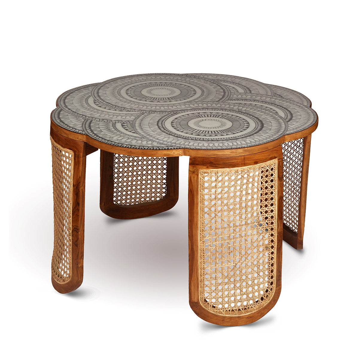 Scalloped Mandala Tall Coffee Table