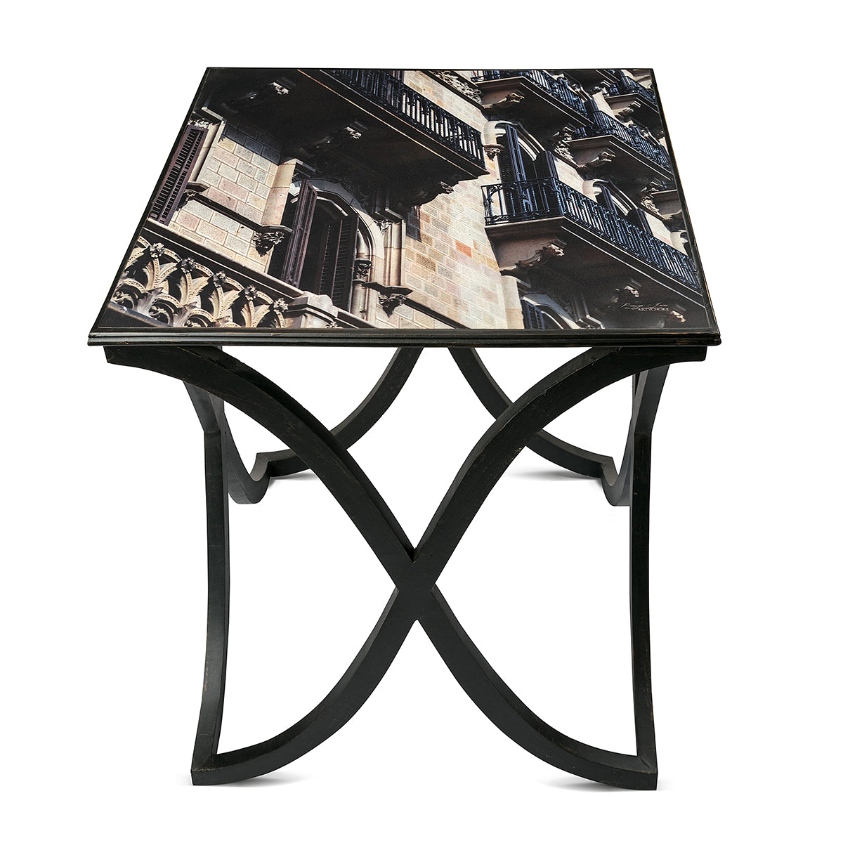 Buy Black & white curvy large table with a custom print of original artwork