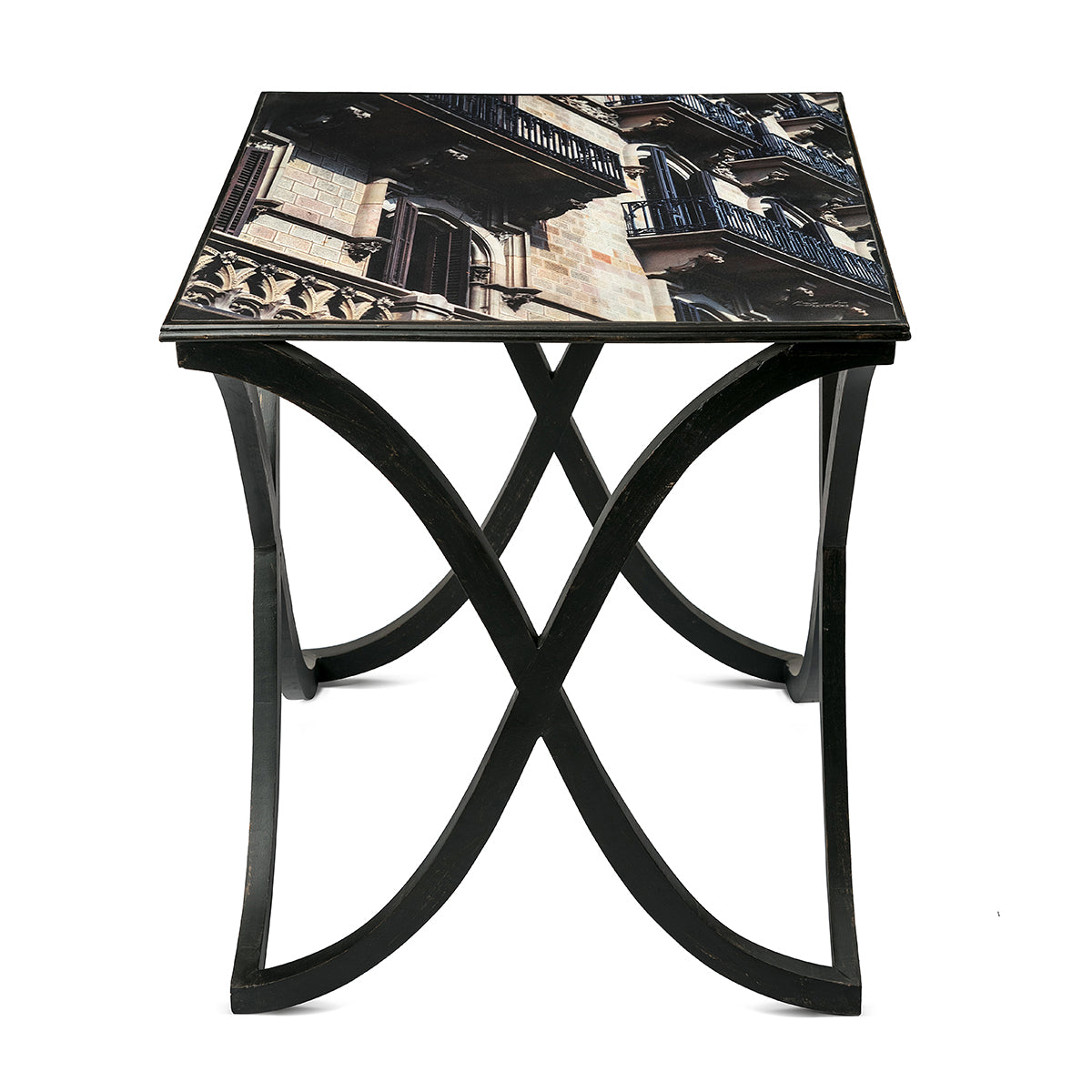 Black White Mango wooden curvy table - Artychoke
