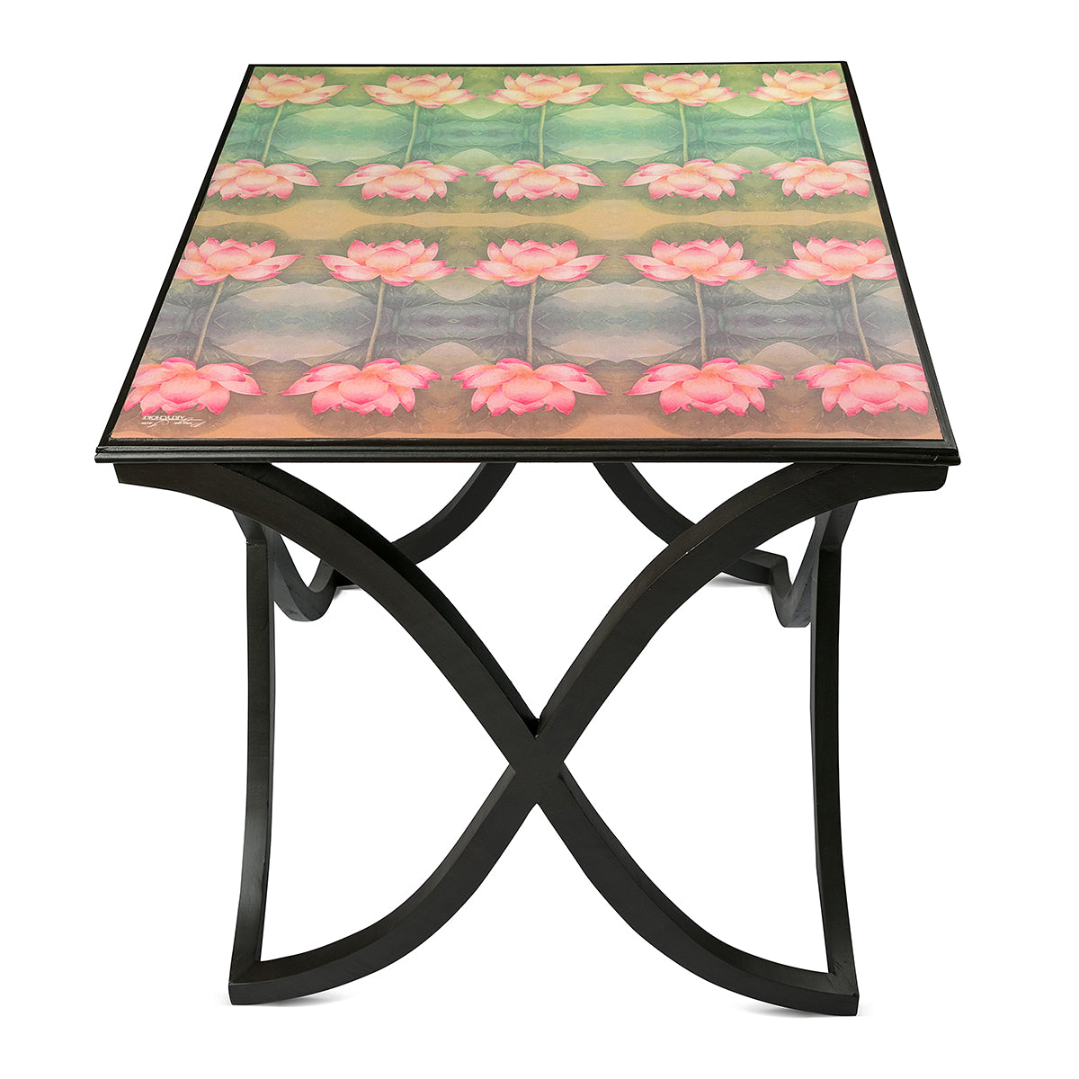 Soft handmade pastel curvy table in India