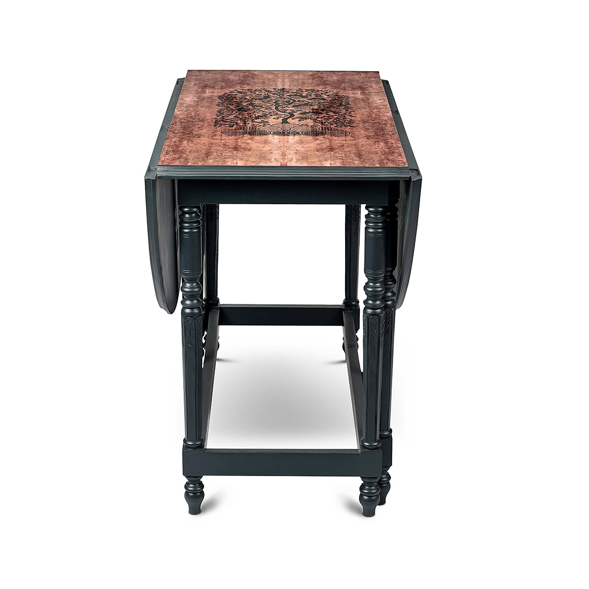 Tree Of Life Oval Thick wooden frame & foldable flaps on both sides Dining Table