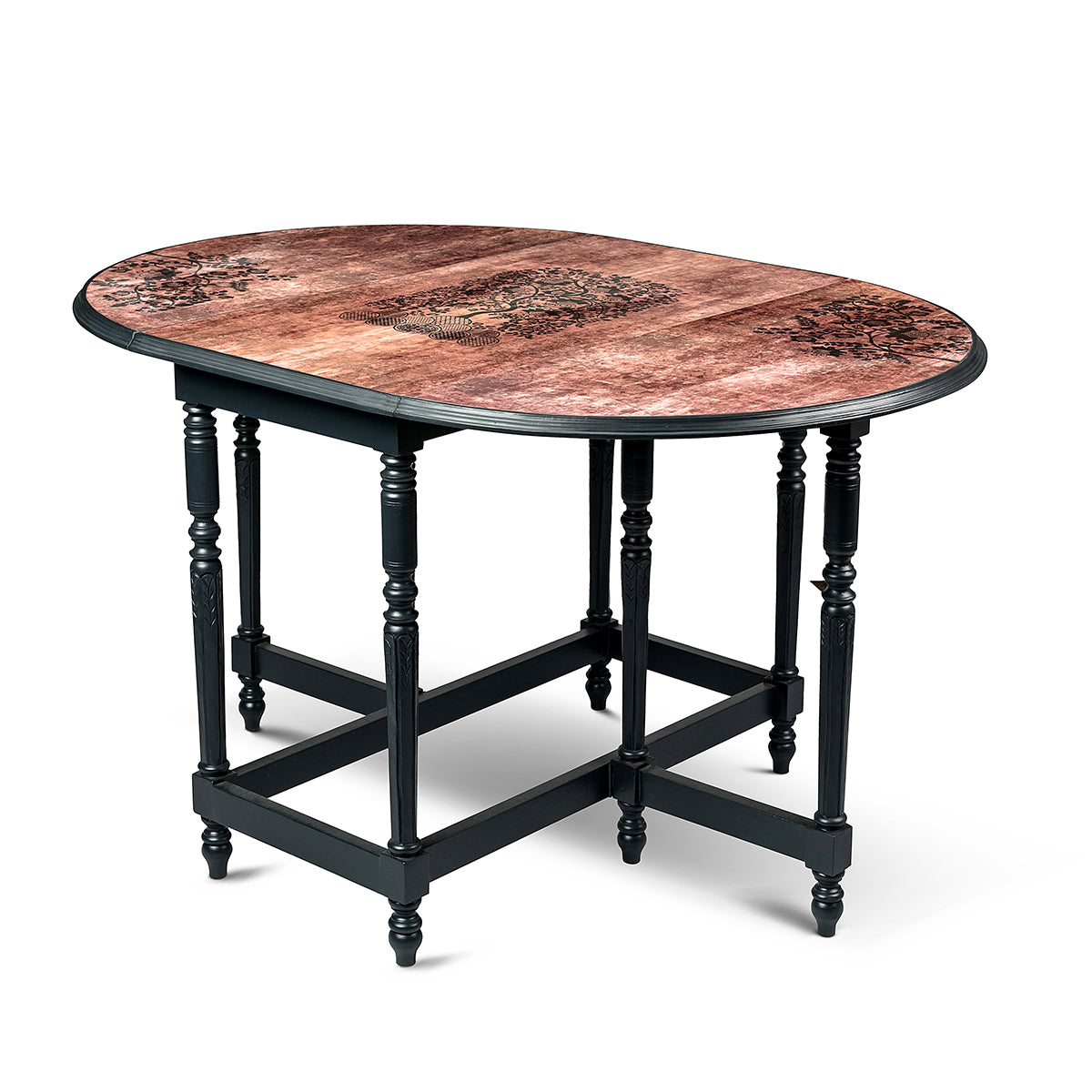 Tree Of Life Oval Flap Wooden Dining Table