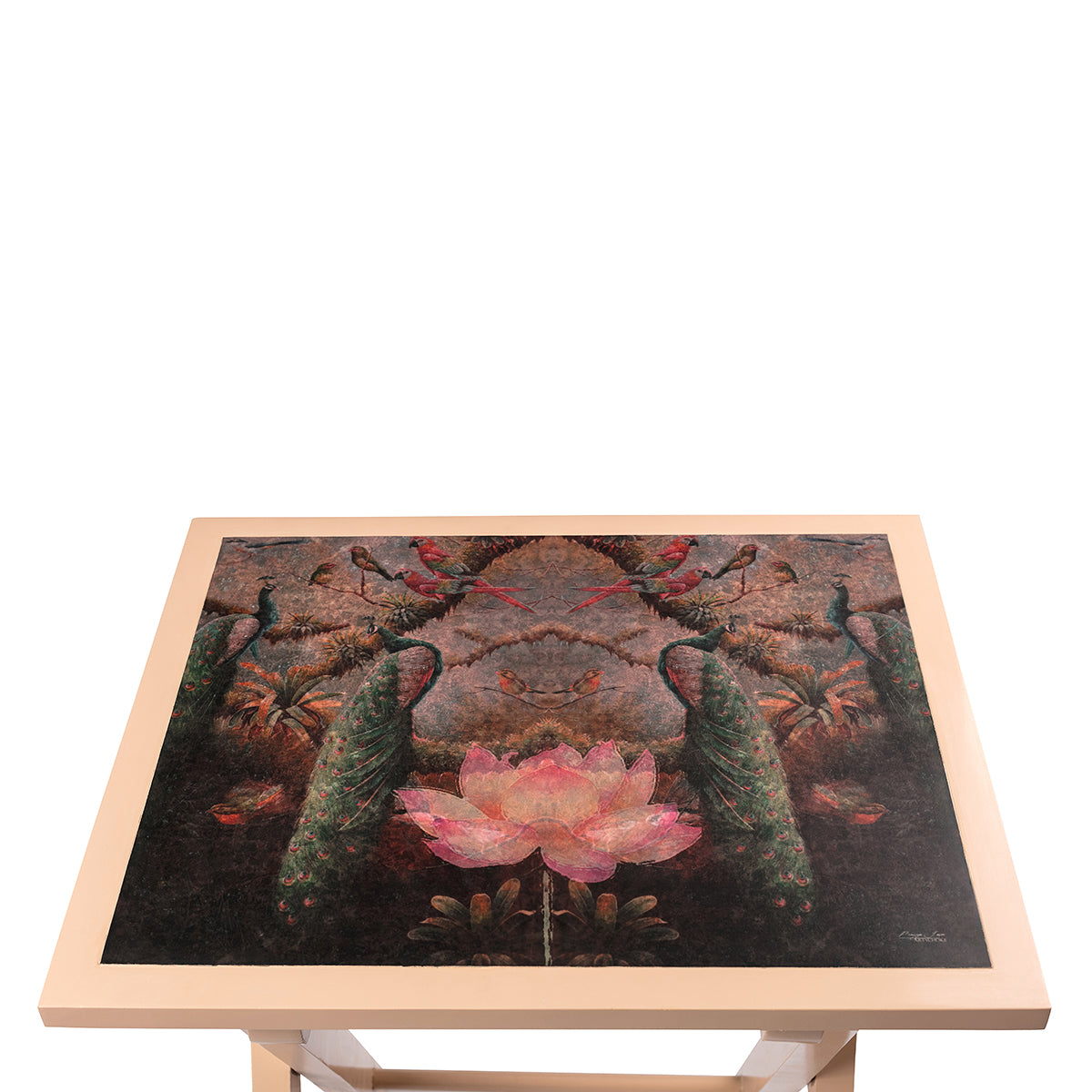 Peacock Pastel pink color shades Wooden Folding Table