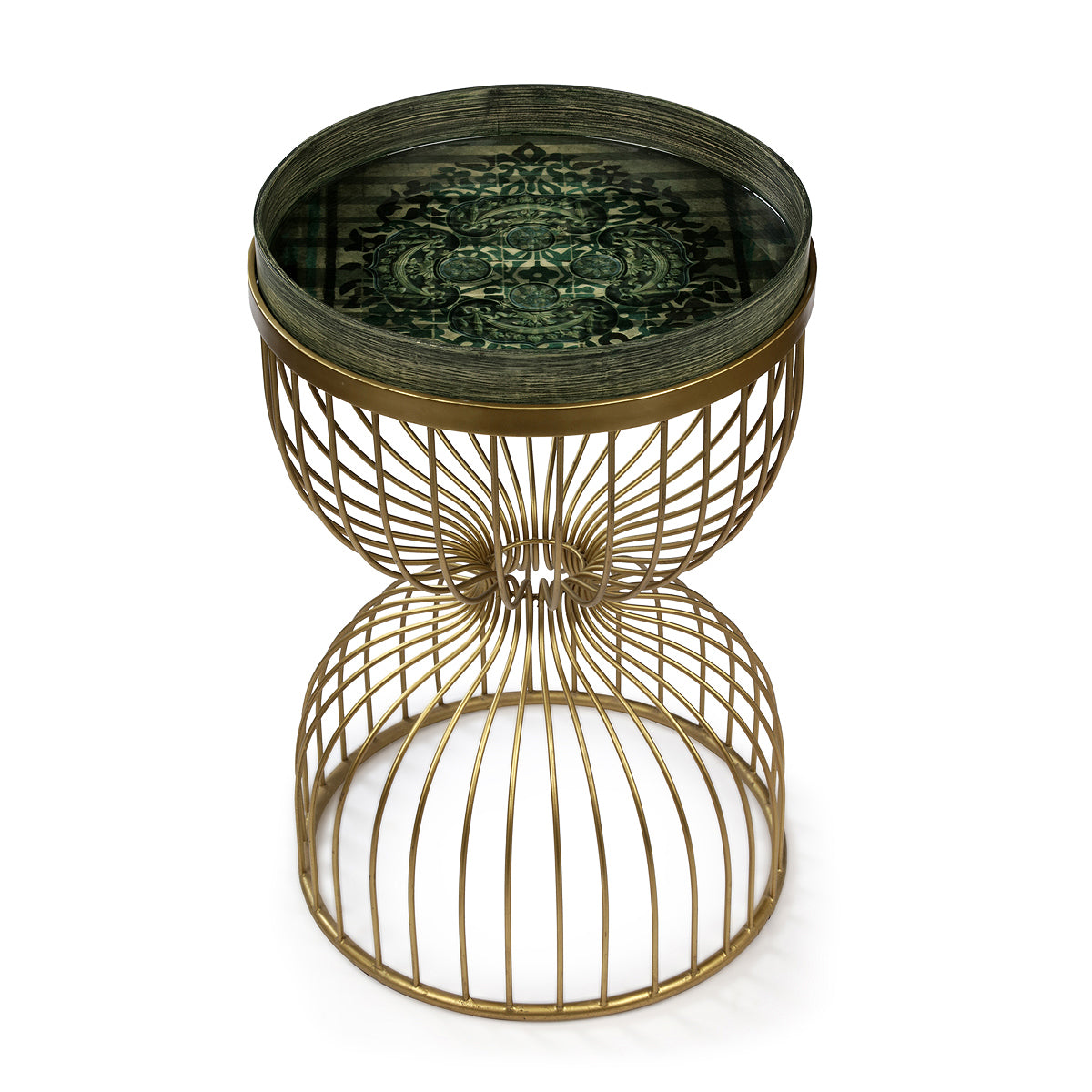 Metal & Wooden Antique Motif Hourglass Table - Artychoke